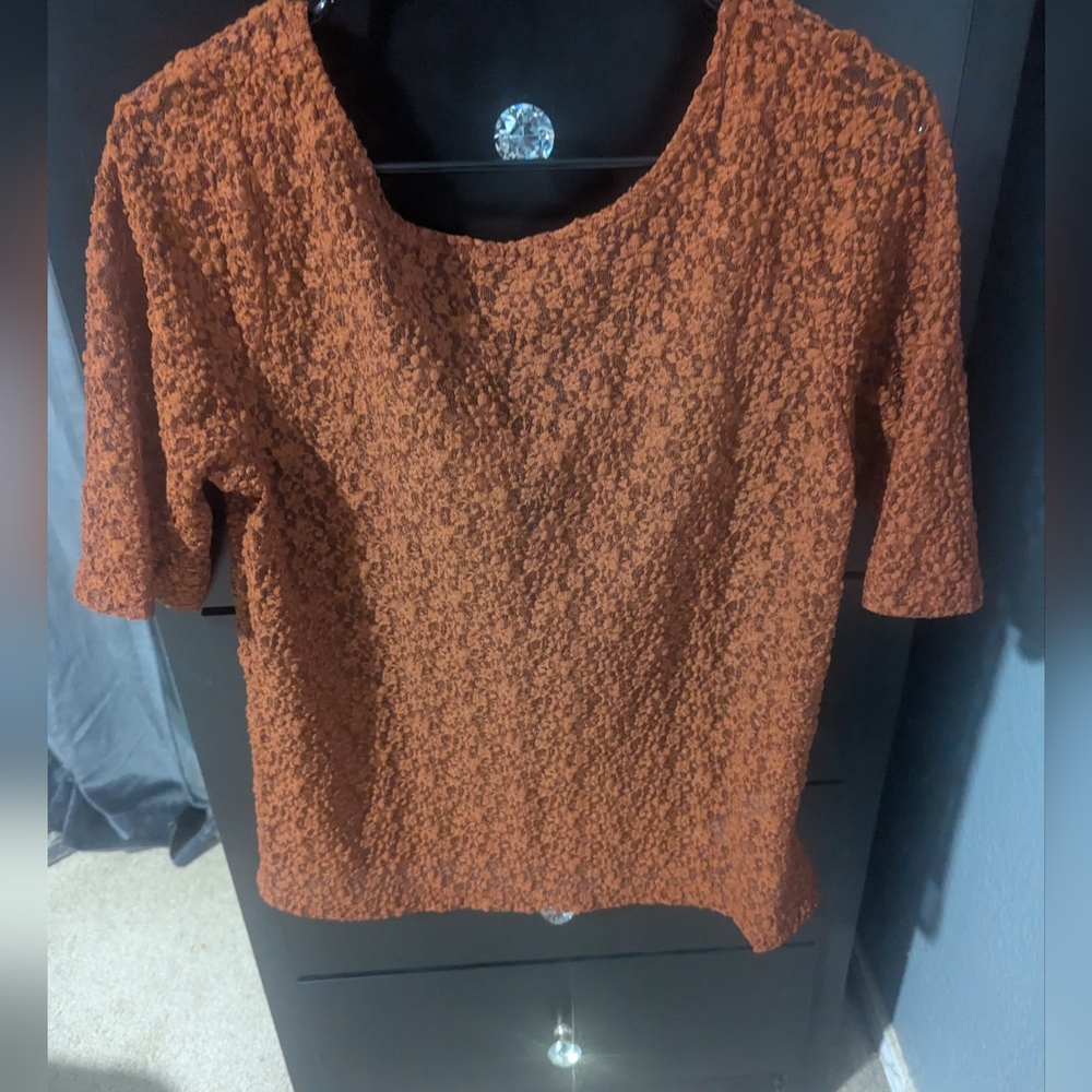 Gap Y2K Inspired Floral Lace Top Burnt Orange Size L